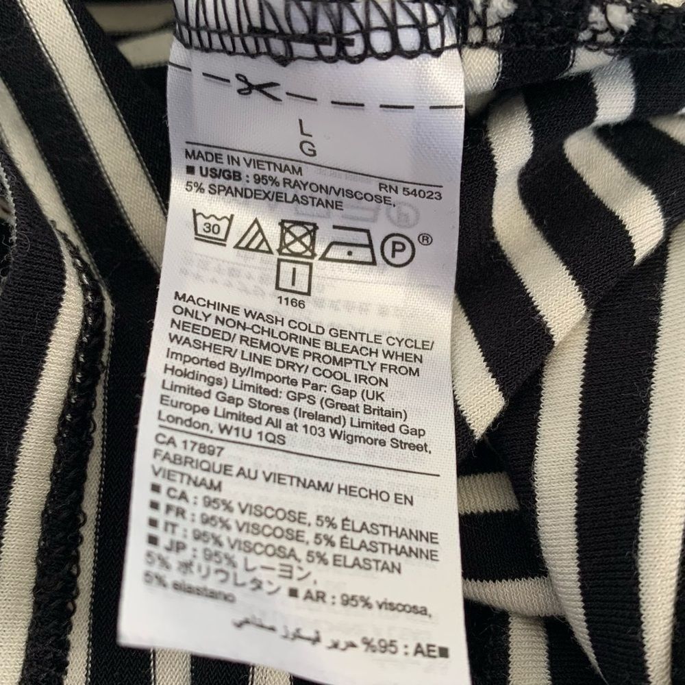 GAP Short Sleeve Striped Ruched Side Midi Dress Size Large - Picture 8 of 9